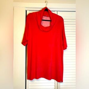 T by Talbots Cowl Neck Short Sleeve Coral Tunic 1X